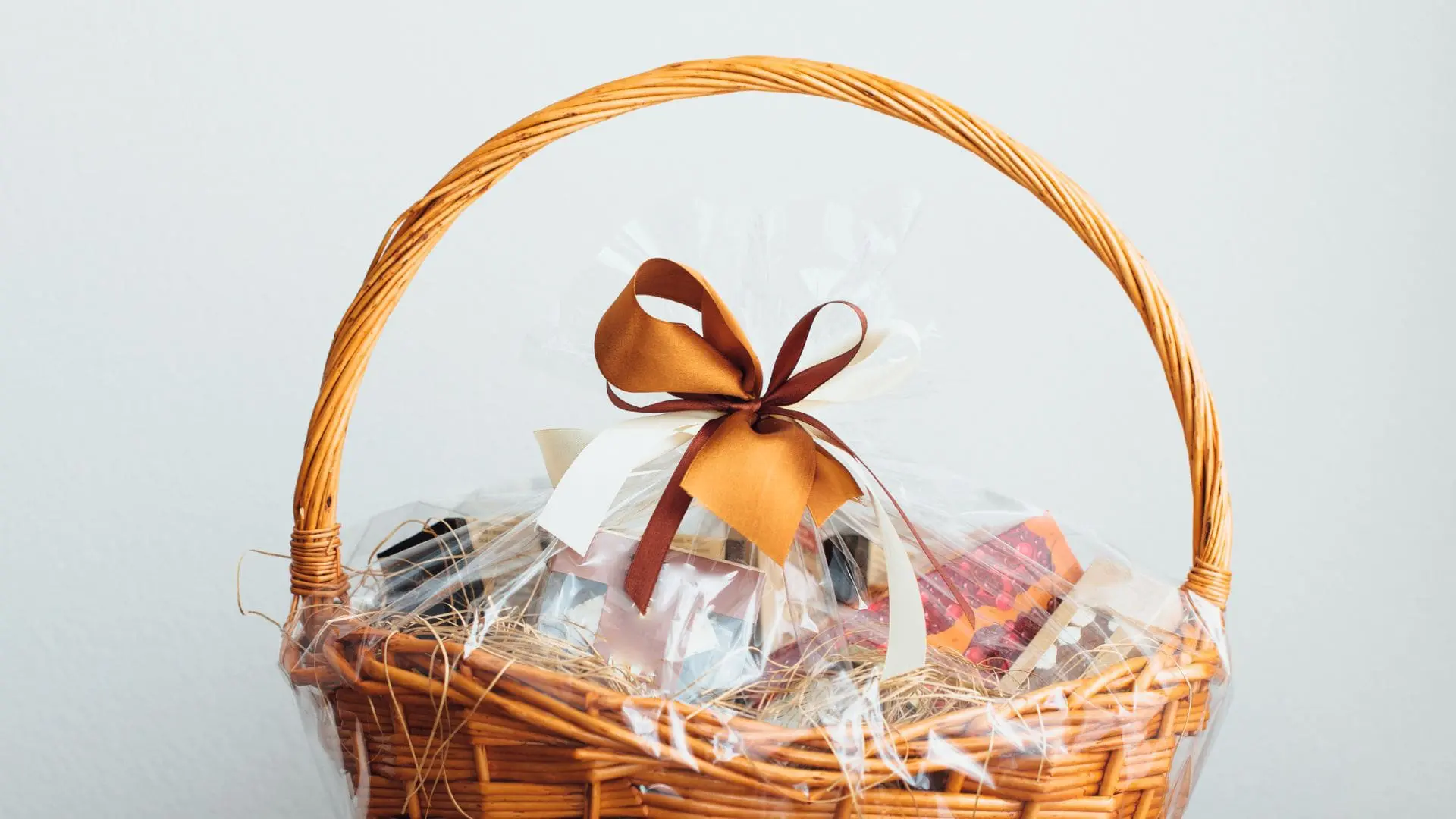 gift basket on gray background