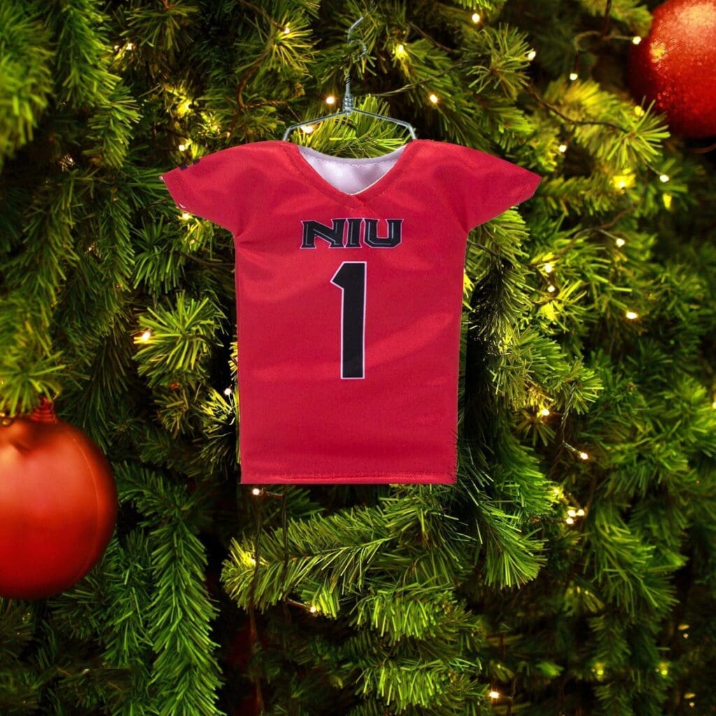 niu huskies miniature football jersey christmas ornament