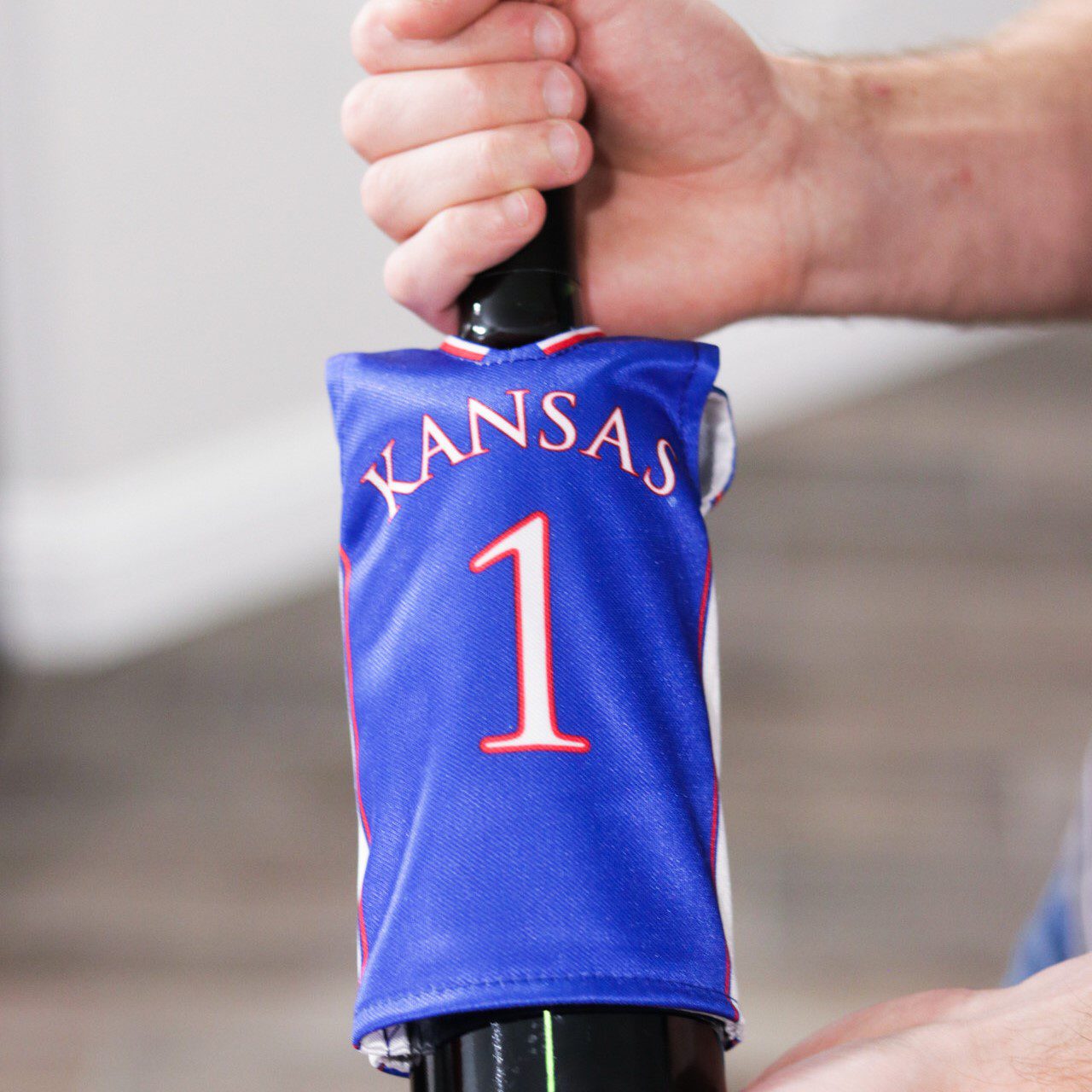 kansas basketball miniature sports jersey wine bottle cover