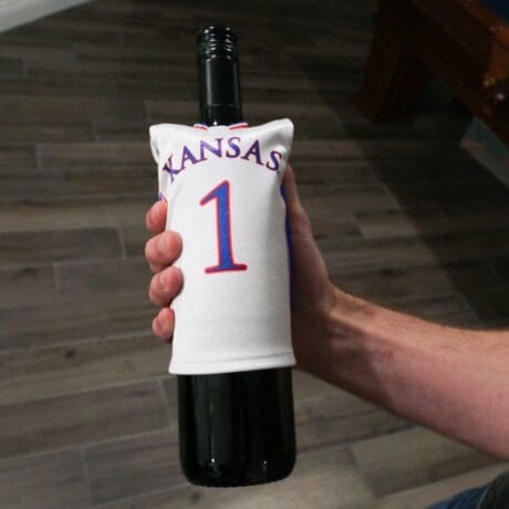 kansas basketball miniature sports jersey wine bottle cover