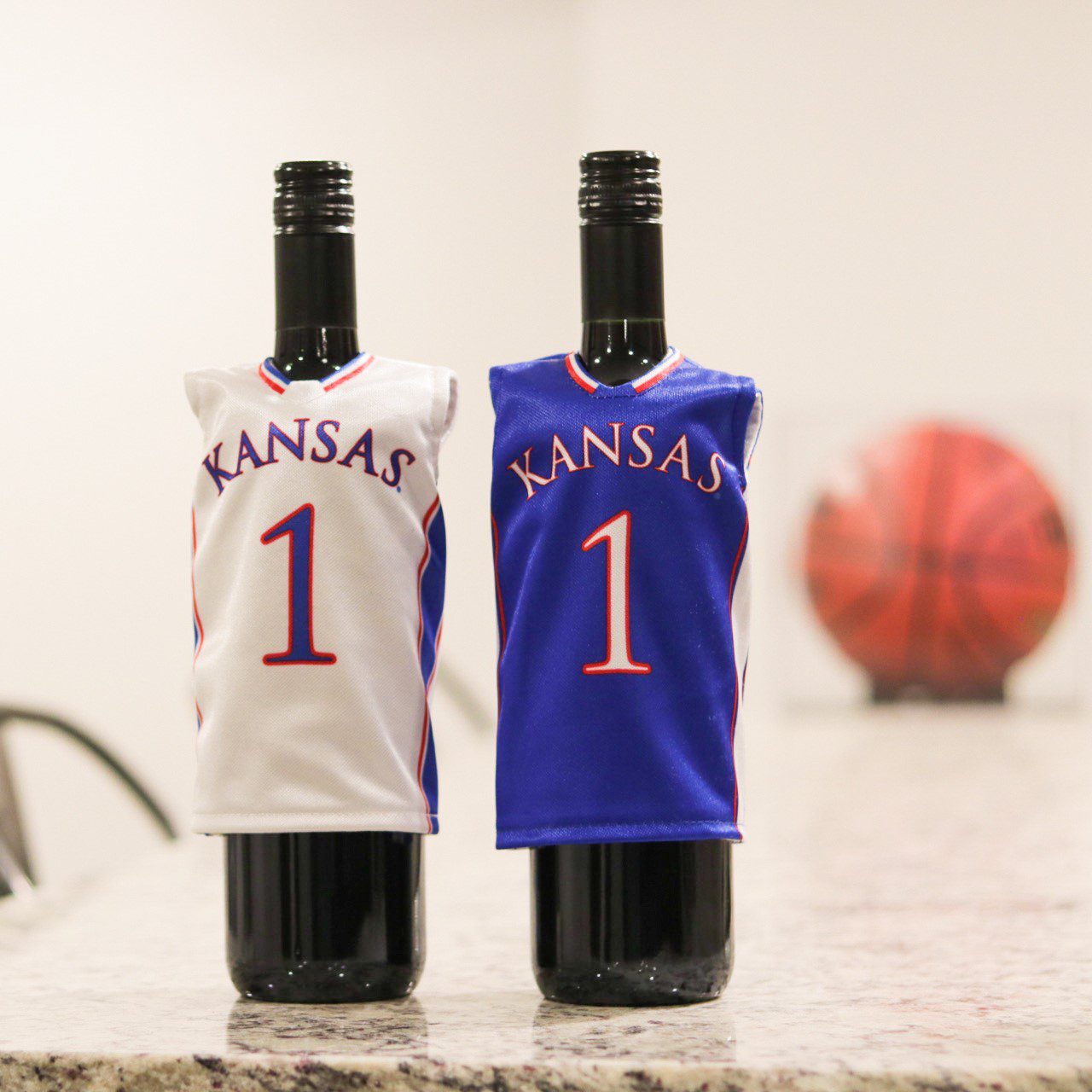 kansas basketball miniature sports jersey wine bottle cover