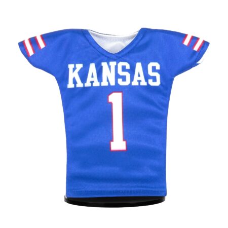Kansas Jayhawks Football #1 Miniature Sports Jersey Blue Front