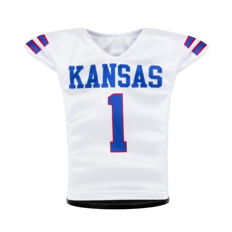 Kansas Jayhawks Football #1 Miniature Sports Jersey (White) Front